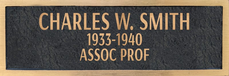 Bronze plaque for Charles W. Smith, retired 1940