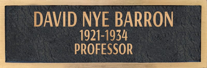 Bronze plaque for David Nye Barron, retired 1934