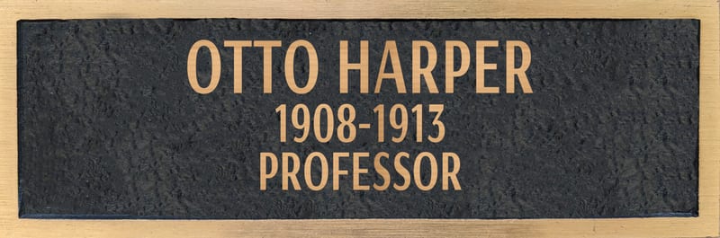 Bronze plaque for Otto Harper, retired 1913