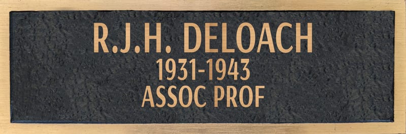 Bronze plaque for R.J.H. Deloach, retired 1943