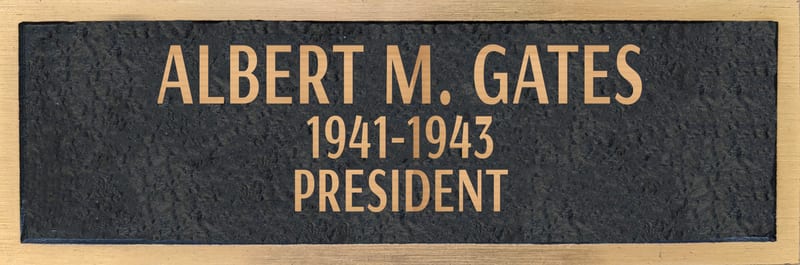 Bronze plaque for Albert M. Gates, retired 1943